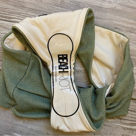 New! Beach Riot zuri twist front shimmer bikini bottom emerald 14071 - Picture 12 of 14